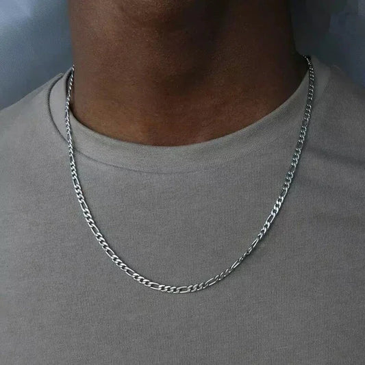 VARNOX 925 Silver Figaro Chain Necklace